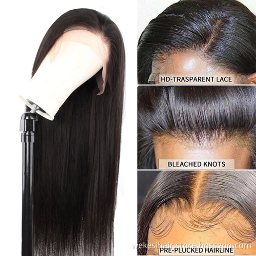 Transparent 100% Brazilian 16 18 20 22 24 Inch Straight 360 Lace Closure Raw Human Hair Wig, 360 Hd Lace Front Wig Vendors